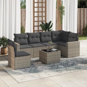 7-piece garden sofa set with gray PE rattan cushions by , Garden sets - Ref: Foro24-3219030, Price: 475,99 €, Discount: %