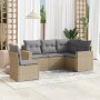 Garden sofa set with cushions 5 pieces beige synthetic rattan by , Modular outdoor sofas - Ref: Foro24-3251306, Price: 432,25...