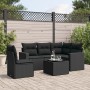 6-teiliges Gartensofa-Set und schwarze synthetische Rattankissen von , Modulare Sofas für den Außenbereich - Ref: Foro24-3251...