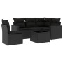 6-teiliges Gartensofa-Set und schwarze synthetische Rattankissen von , Modulare Sofas für den Außenbereich - Ref: Foro24-3251...