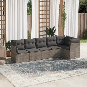 6-piece garden furniture set and gray synthetic rattan cushions by , Garden sets - Ref: Foro24-3217660, Price: 408,18 €, Disc...