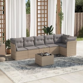 7-piece garden sofa set and beige synthetic rattan cushions by , Garden sets - Ref: Foro24-3217669, Price: 452,99 €, Discount: %