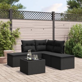 6-teiliges Gartensofa-Set und schwarze synthetische Rattankissen von , Gartensets - Ref: Foro24-3217725, Preis: 323,82 €, Rab...