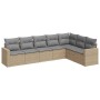 7-teiliges Gartensofa-Set und beige synthetische Rattankissen von , Modulare Sofas für den Außenbereich - Ref: Foro24-3251386...