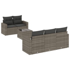 Set de muebles de jardín 6 pzas y cojines ratán sintético gris de , Sofás modulares de exterior - Ref: Foro24-3251037, Precio...