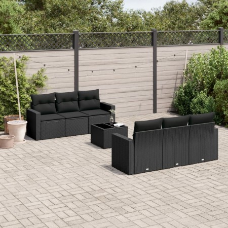 7-teiliges Garten-Essset und schwarze Kissen aus synthetischem Rattan von , Modulare Sofas für den Außenbereich - Ref: Foro24...