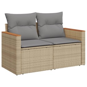 2-seater garden sofa with cushions, beige synthetic rattan by , Outdoor sofas - Ref: Foro24-366097, Price: 161,54 €, Discount: %