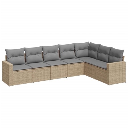 7-teiliges Gartensofa-Set und beige synthetische Rattankissen von , Gartensets - Ref: Foro24-3219039, Preis: 473,06 €, Rabatt: %