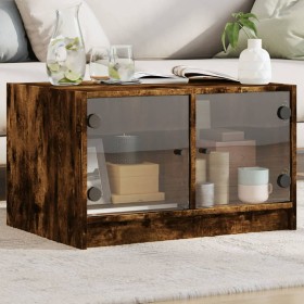 Mesa de centro con puertas de vidrio roble ahumado 68x50x42 cm de , Mesas de centro - Ref: Foro24-836368, Precio: 67,99 €, De...