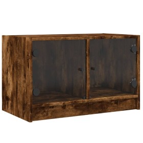 Mueble de TV con puertas de vidrio roble ahumado 68x37x42 cm de , Muebles TV - Ref: Foro24-836361, Precio: 57,99 €, Descuento: %