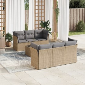 7-teiliges Gartensofa-Set und beige synthetische Rattankissen von , Gartensets - Ref: Foro24-3249098, Preis: 457,99 €, Rabatt: %