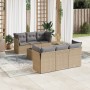 7-teiliges Gartensofa-Set und beige synthetische Rattankissen von , Gartensets - Ref: Foro24-3249098, Preis: 472,20 €, Rabatt: %