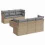 7-teiliges Gartensofa-Set und beige synthetische Rattankissen von , Gartensets - Ref: Foro24-3249098, Preis: 472,20 €, Rabatt: %