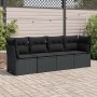 4-teilige Gartensofagarnitur mit schwarzen synthetischen Rattankissen von , Gartensets - Ref: Foro24-3249064, Preis: 274,51 €...