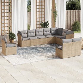 Gartensofa-Set mit beigen Kissen, 10-teilig, synthetisches Rattan von , Gartensets - Ref: Foro24-3217799, Preis: 644,12 €, Ra...