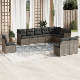 10-piece garden sofa set with gray synthetic rattan cushions by , Garden sets - Ref: Foro24-3217800, Price: 642,43 €, Discoun...