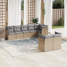 Gartensofa-Set mit beigen Kissen 8 Stück PE-Rattan von , Gartensets - Ref: Foro24-3249748, Preis: 554,99 €, Rabatt: %