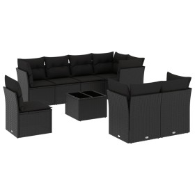 8-teiliges Gartensofa-Set und schwarze synthetische Rattankissen von , Gartensets - Ref: Foro24-3249774, Preis: 603,99 €, Rab...