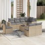 Set de sofás de jardín 9 pzas con cojines ratán sintético beige de , Sofás modulares de exterior - Ref: Foro24-3251416, Preci...