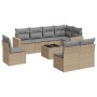 9-teiliges Gartensofa-Set mit beigen synthetischen Rattankissen von , Modulare Sofas für den Außenbereich - Ref: Foro24-32514...