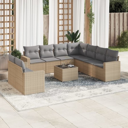 Gartensofa-Set mit beigen Kissen, 10-teilig, synthetisches Rattan von , Modulare Sofas für den Außenbereich - Ref: Foro24-325...