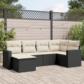 Set muebles de jardín 6 piezas y cojines ratán sintético negro de , Sofás modulares de exterior - Ref: Foro24-3251593, Precio...