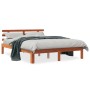 Bed frame with wax brown pine wood headboard 120x190 cm by , Beds and slatted bases - Ref: Foro24-844268, Price: 91,31 €, Dis...