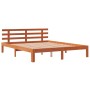 Bed frame with wax brown pine wood headboard 150x200 cm by , Beds and slatted bases - Ref: Foro24-844275, Price: 101,81 €, Di...