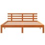 Bed frame with wax brown pine wood headboard 150x200 cm by , Beds and slatted bases - Ref: Foro24-844275, Price: 101,81 €, Di...