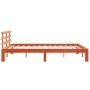 Bed frame with wax brown pine wood headboard 150x200 cm by , Beds and slatted bases - Ref: Foro24-844275, Price: 101,81 €, Di...