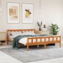 Bed frame with wax brown pine wood headboard 150x200 cm by , Beds and slatted bases - Ref: Foro24-844398, Price: 106,61 €, Di...