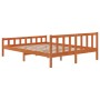 Bed frame with wax brown pine wood headboard 150x200 cm by , Beds and slatted bases - Ref: Foro24-844398, Price: 106,61 €, Di...