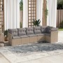 Gartensofa-Set mit Kissen, 6-teilig, beiges synthetisches Rattan von , Gartensets - Ref: Foro24-3249498, Preis: 406,00 €, Rab...