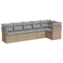 Gartensofa-Set mit Kissen, 6-teilig, beiges synthetisches Rattan von , Gartensets - Ref: Foro24-3249498, Preis: 406,00 €, Rab...