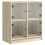 Armario auxiliar puertas de vidrio roble Sonoma 68x37x75,5 cm de , Aparadores - Ref: Foro24-836380, Precio: 83,22 €, Descuent...