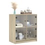 Armario auxiliar puertas de vidrio roble Sonoma 68x37x75,5 cm de , Aparadores - Ref: Foro24-836380, Precio: 83,22 €, Descuent...