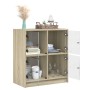 Armario auxiliar puertas de vidrio roble Sonoma 68x37x75,5 cm de , Aparadores - Ref: Foro24-836380, Precio: 83,22 €, Descuent...