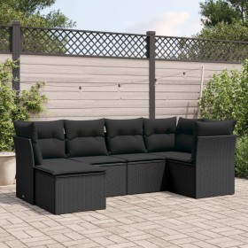 6-piece garden sofa set and black synthetic rattan cushions by , Garden sets - Ref: Foro24-3217945, Price: 349,52 €, Discount: %