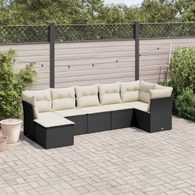 7-teiliges Garten-Essset und schwarze Kissen aus synthetischem Rattan von , Gartensets - Ref: Foro24-3217966, Preis: 443,39 €...