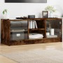 Mueble de TV con puertas de vidrio roble ahumado 102x37x42 cm de , Muebles TV - Ref: Foro24-836375, Precio: 69,50 €, Descuent...