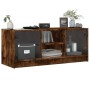 TV cabinet with smoked oak glass doors 102x37x42 cm by , TV Furniture - Ref: Foro24-836375, Price: 69,50 €, Discount: %