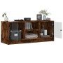 TV cabinet with smoked oak glass doors 102x37x42 cm by , TV Furniture - Ref: Foro24-836375, Price: 69,50 €, Discount: %