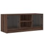 Mueble de TV con puertas de vidrio marrón roble 102x37x42 cm de , Muebles TV - Ref: Foro24-836377, Precio: 71,54 €, Descuento: %