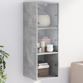 Betongrauer Wandschrank mit Glastüren, 35 x 37 x 100 cm von , Schließfächer und Lagerschränke - Ref: Foro24-836486, Preis: 69...