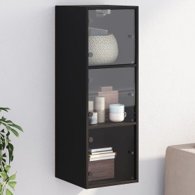 Wall cabinet with black glass doors 35x37x100 cm by , Lockers and storage cabinets - Ref: Foro24-836484, Price: 70,33 €, Disc...