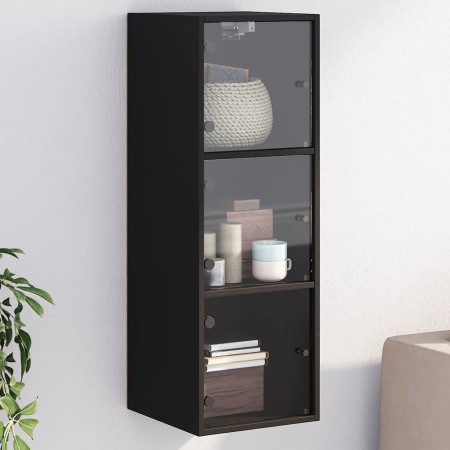 Wandschrank mit schwarzen Glastüren 35x37x100 cm von , Schließfächer und Lagerschränke - Ref: Foro24-836484, Preis: 72,56 €, ...