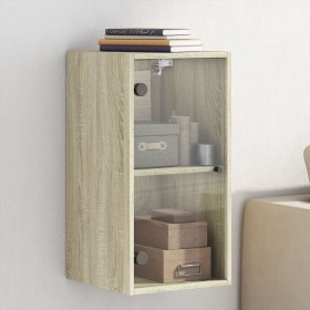 Sonoma oak glass door wall cabinet 35x37x68.5 cm by , Lockers and storage cabinets - Ref: Foro24-836478, Price: 45,87 €, Disc...