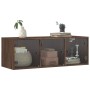 Wall cabinet oak brown glass doors 102x37x35 cm by , Lockers and storage cabinets - Ref: Foro24-836517, Price: 70,99 €, Disco...