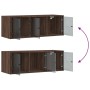 Wall cabinet oak brown glass doors 102x37x35 cm by , Lockers and storage cabinets - Ref: Foro24-836517, Price: 70,99 €, Disco...