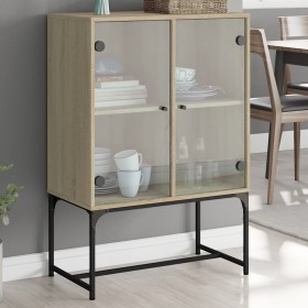 Auxiliary cabinet with Sonoma oak glass doors 69x37x100 cm by , Sideboards - Ref: Foro24-836548, Price: 71,99 €, Discount: %